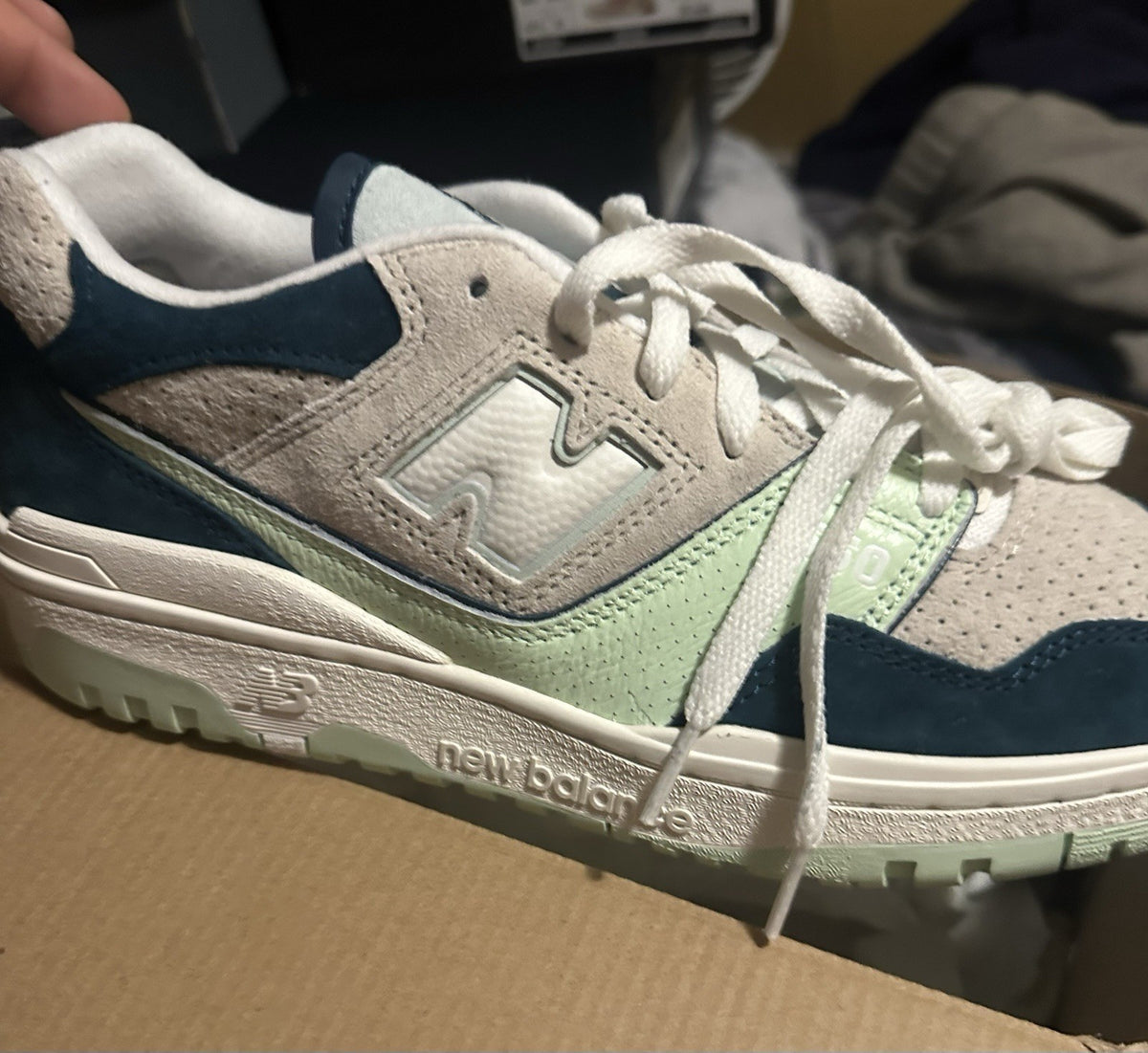 New Balance 550 BB550FLV Green Grey Men's Size 9.5 Retro Sneaker - product photo