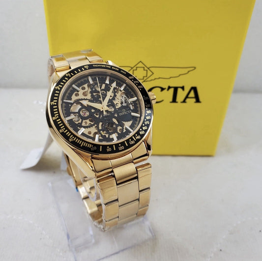 Invicta Objet D Art Men's 43mm Gold Automatic Skeleton Watch 49502 - product photo