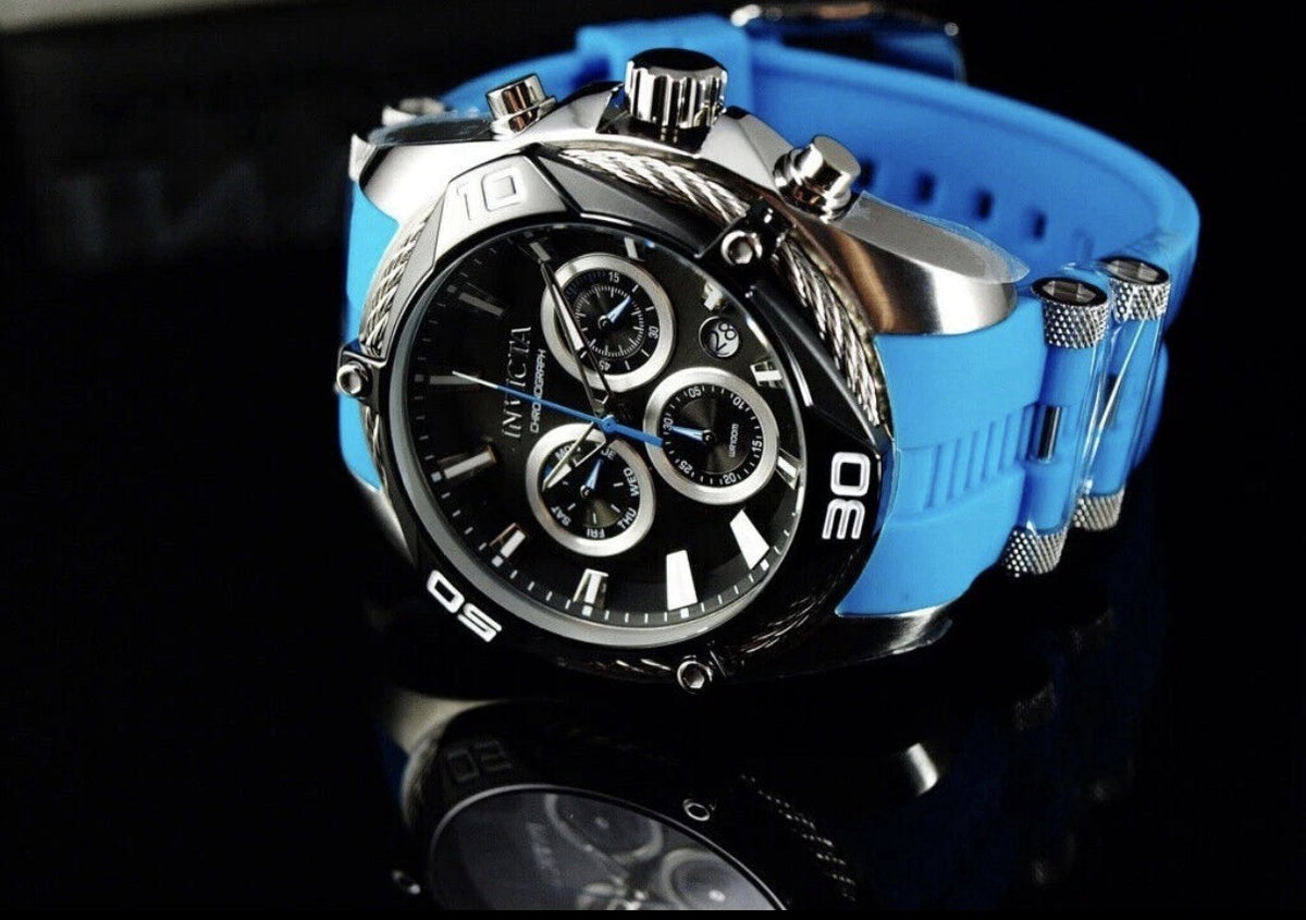 New Invicta Men's 50mm Bolt SWISS Ronda Z60 Quartz Chronograph Blue Strap Watch