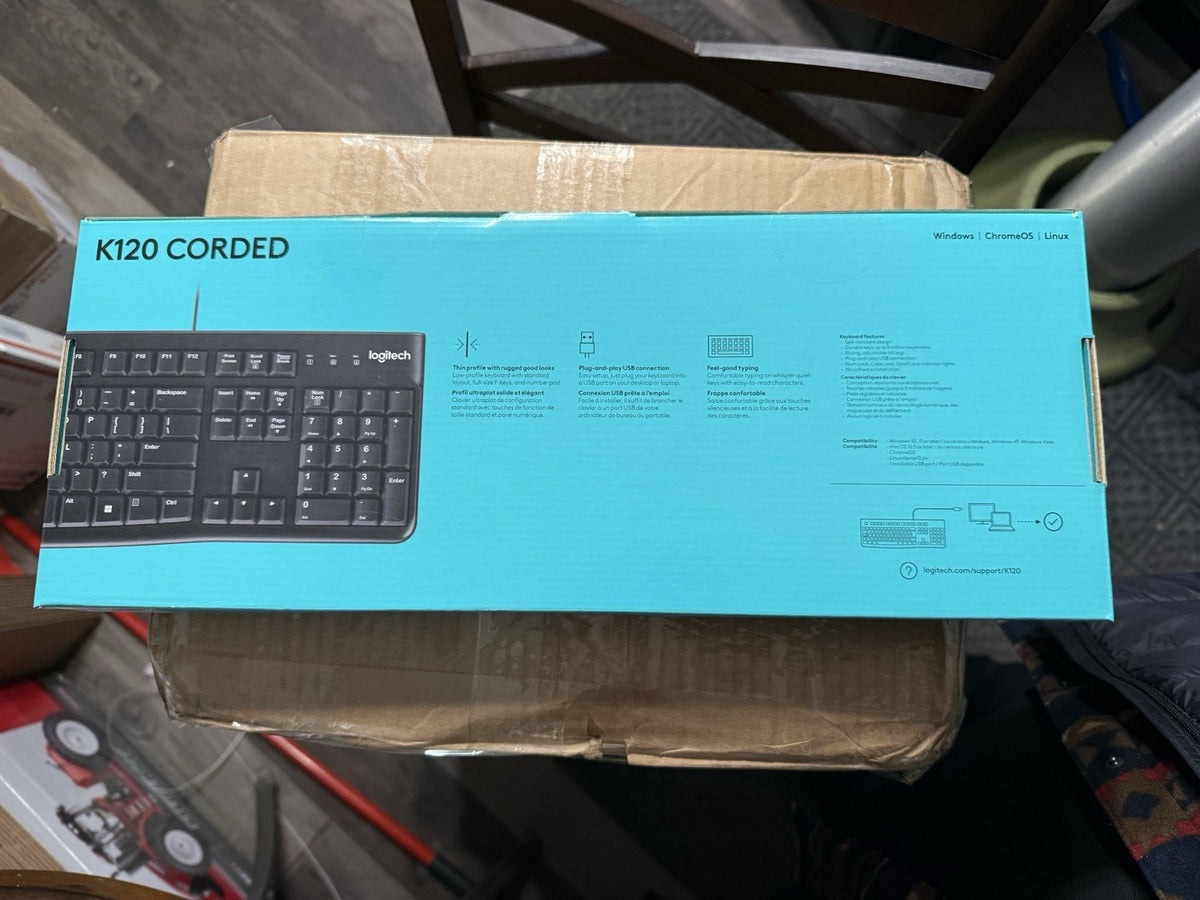 LOT OF 4 Logitech K120 USB Keyboard for PC - Black (view 3)