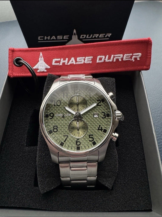 Chase Durer CDW-0094 Men's Watch 45mm Steel Army Green Carbon Fiber Dial - product photo