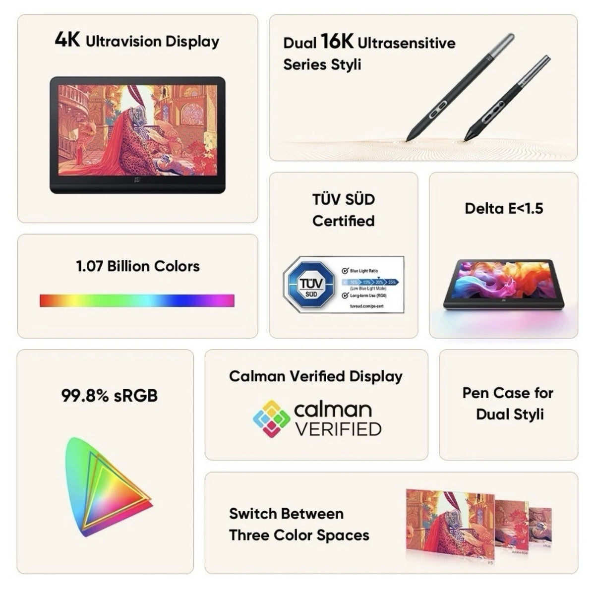 XPPen Artist Pro 19 Gen 2 Graphics Drawing Tablet 4K Display 16384 Level Tilt