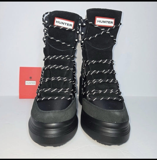 HUNTER Boots LaceUp MidHeel Leather Booties Discoverer Women Shoe Sz 7