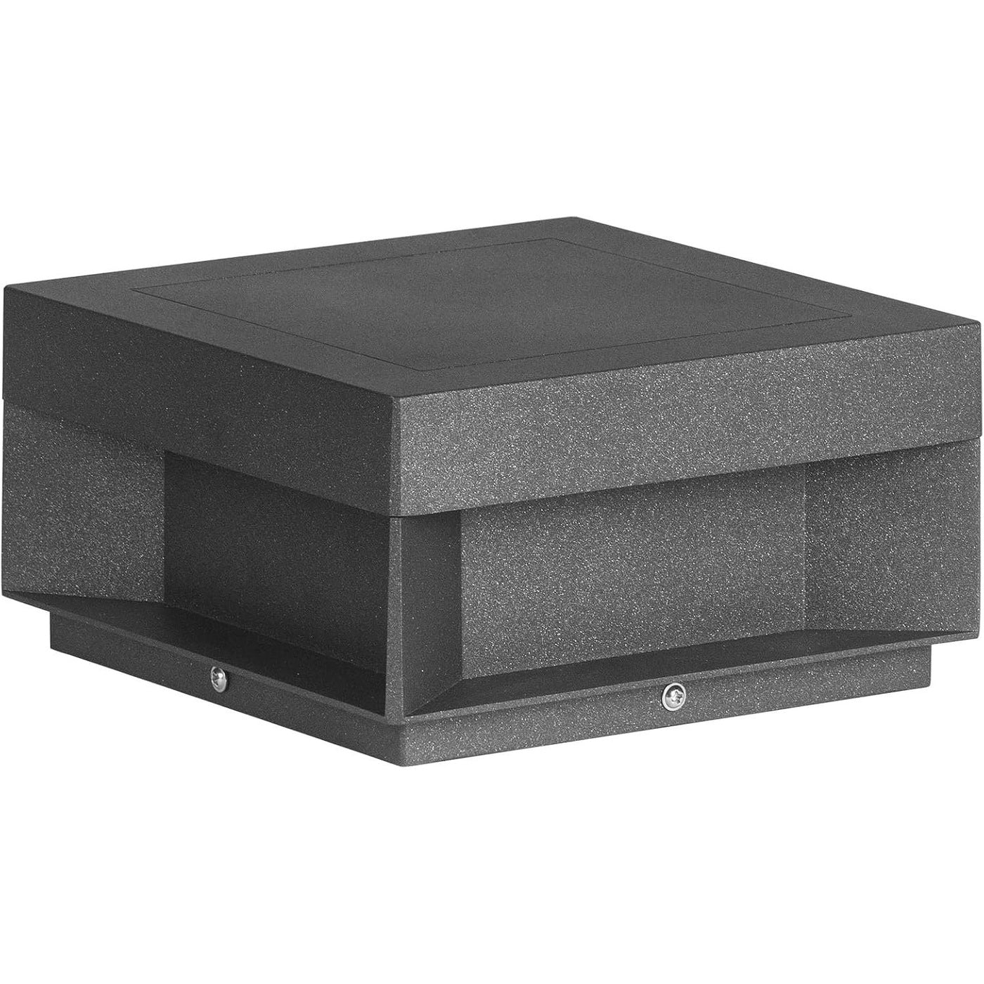 Modern square outdoor post cap light in dark grey aluminium, 7.87 inch