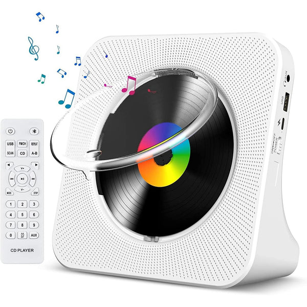 Gueray white desktop CD player with remote control and LCD display
