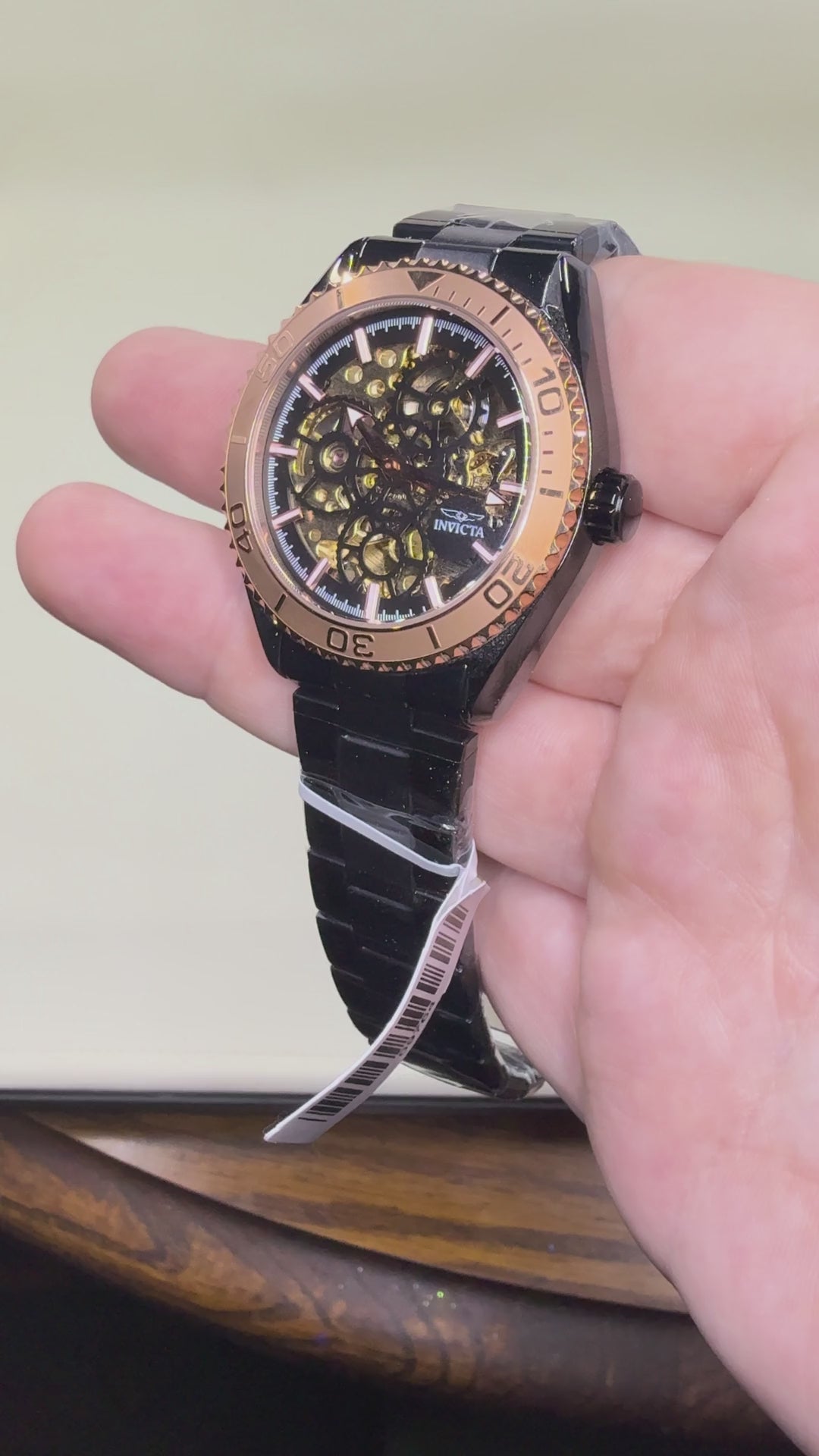 Invicta Objet d'Art 69764 skeleton automatic, real footage of the watch in hand